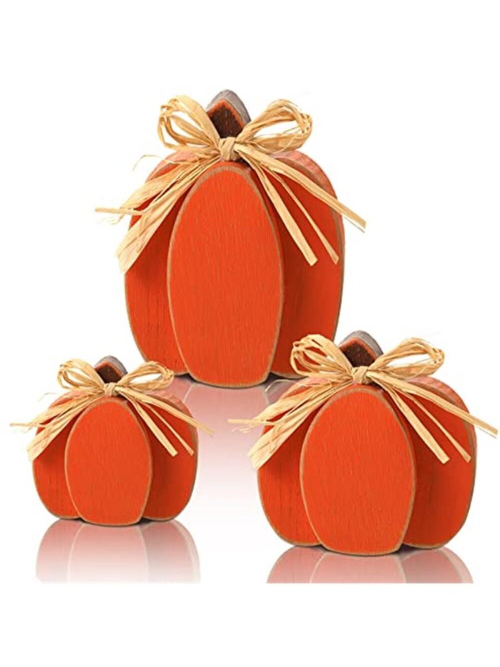 3 Pcs Fall Pumpkin Decor 3D Wooden Pumpkin Tabletop Decor